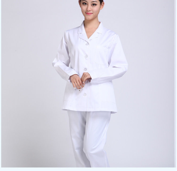 女醫生分體秋冬裝白se 醫師長袖冬裝實驗藥店實習護士服裝